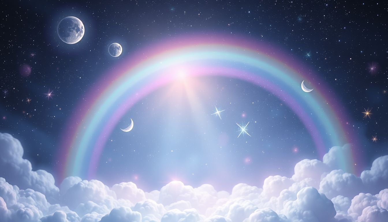 Ein Kindertraum vom Regenbogen symbolisiert Hoffnung und Unschuld.