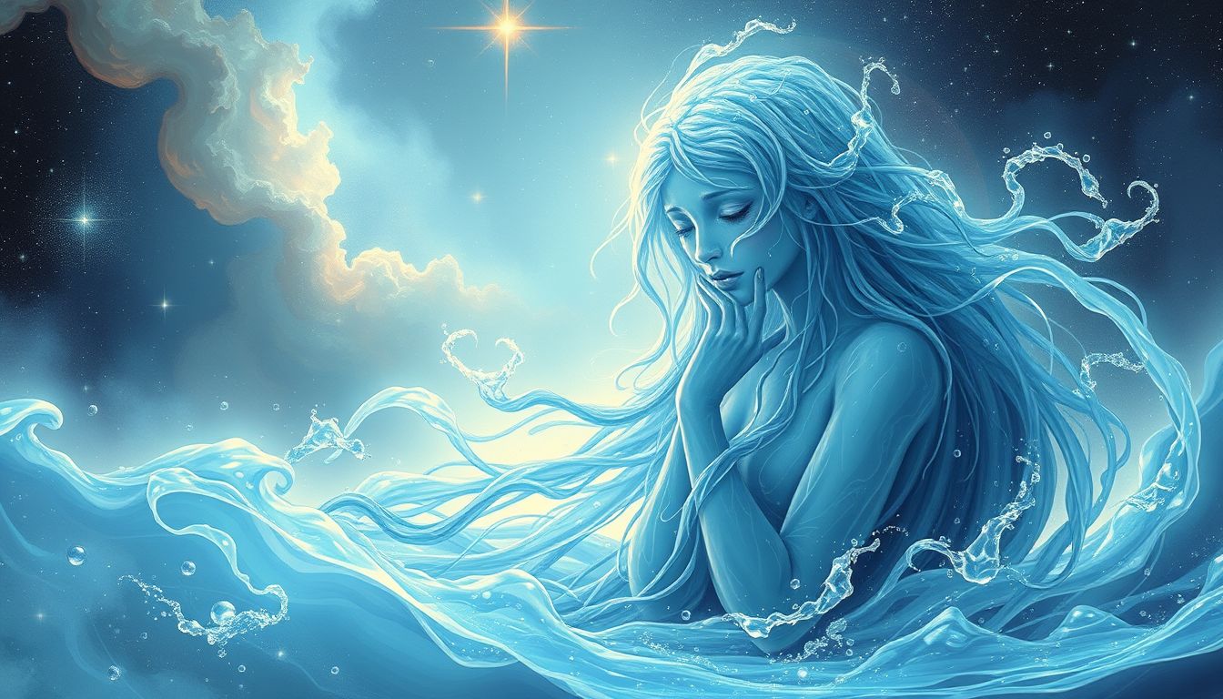 Ein weinender Wassermann symbolisiert emotionale Befreiung und Neubeginn.