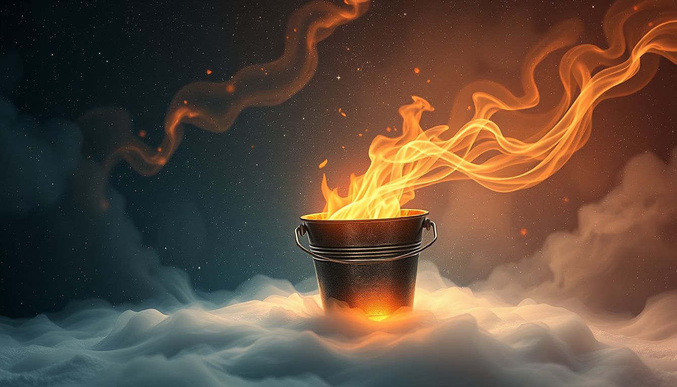 Das Löschen eines Feuerkübels symbolisiert das Ende und Neuanfang.