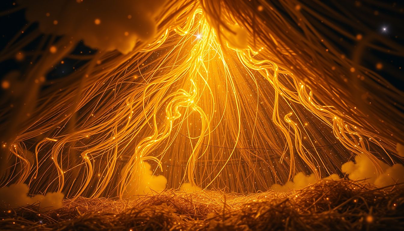 Ein Heuboden voller Gold symbolisiert plötzlichen materiellen Wohlstand im Traum.