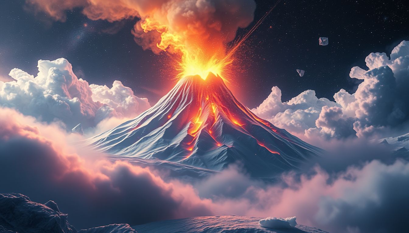 Ein Schneevulkan symbolisiert unterdrückte Wut und plötzliches Ausbrechen.