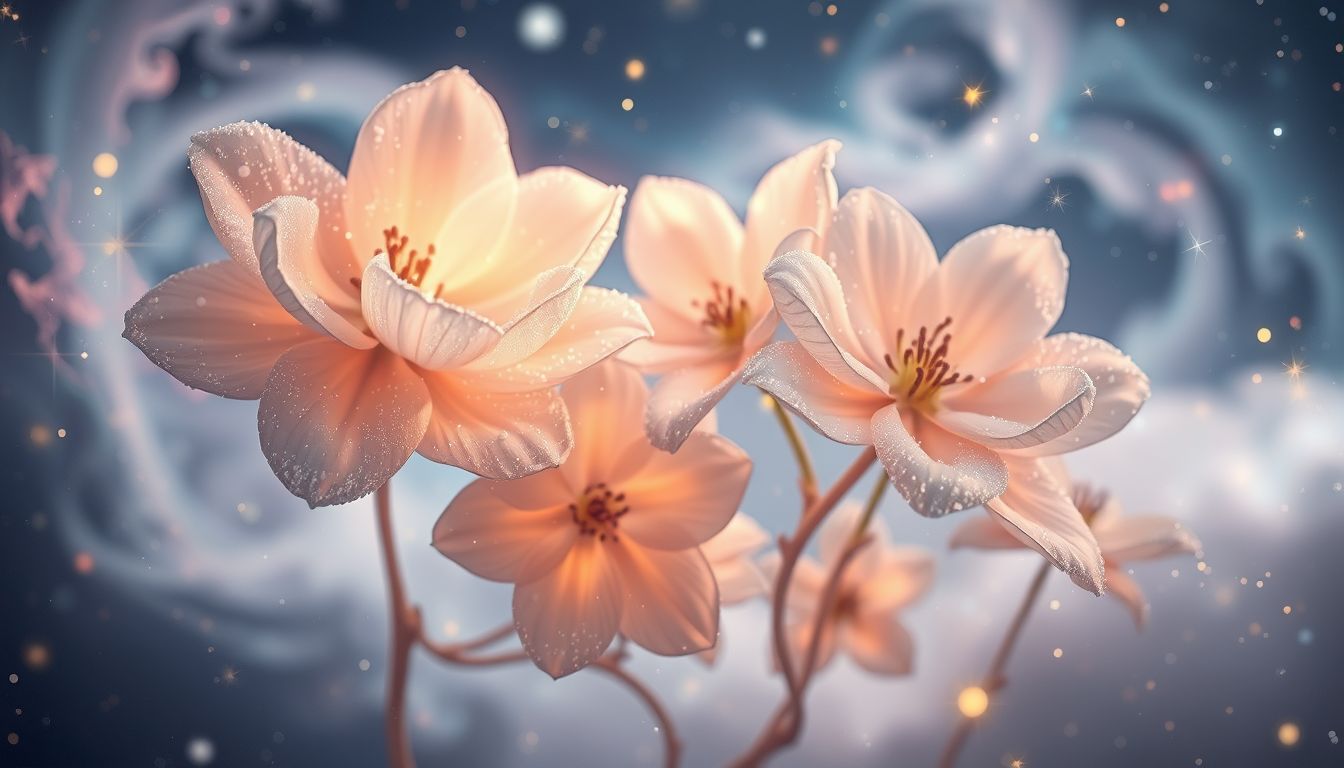 Schneefall auf Blumen symbolisiert Neubeginn und innere Hoffnungskraft.