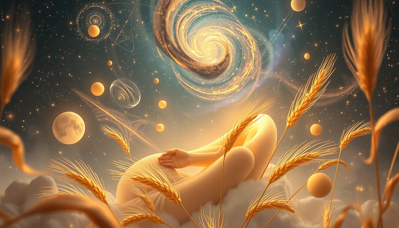 Auf einem Kornfeld zu liegen symbolisiert Frieden und innere Harmonie.