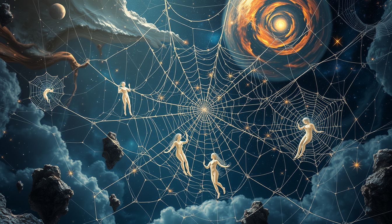 In Spinnennetzen gefangen sein symbolisiert oft emotionale Verstrickungen.