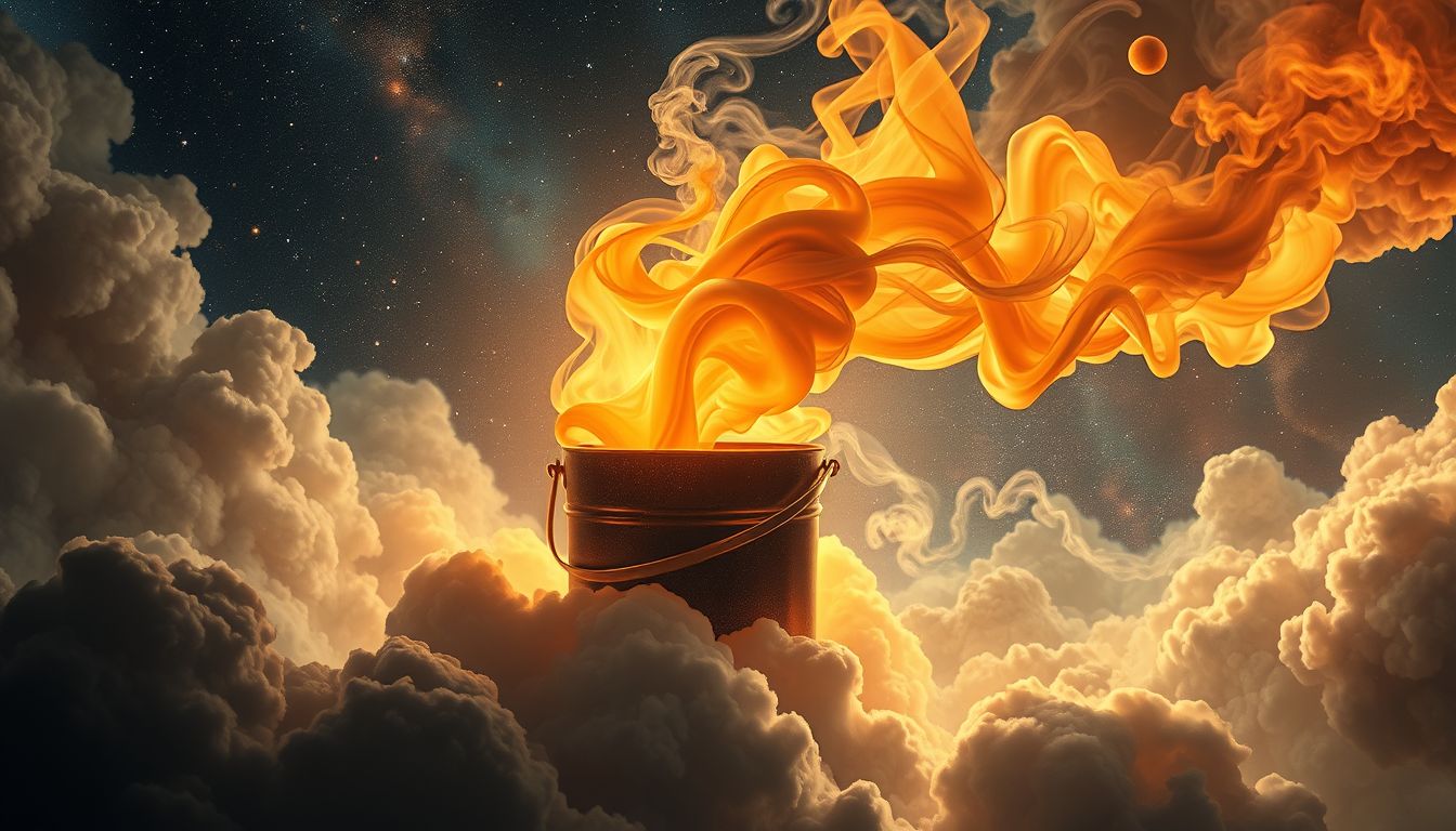 Ein Feuerkübel mit viel Rauch symbolisiert verborgene Täuschungen und Unklarheiten.