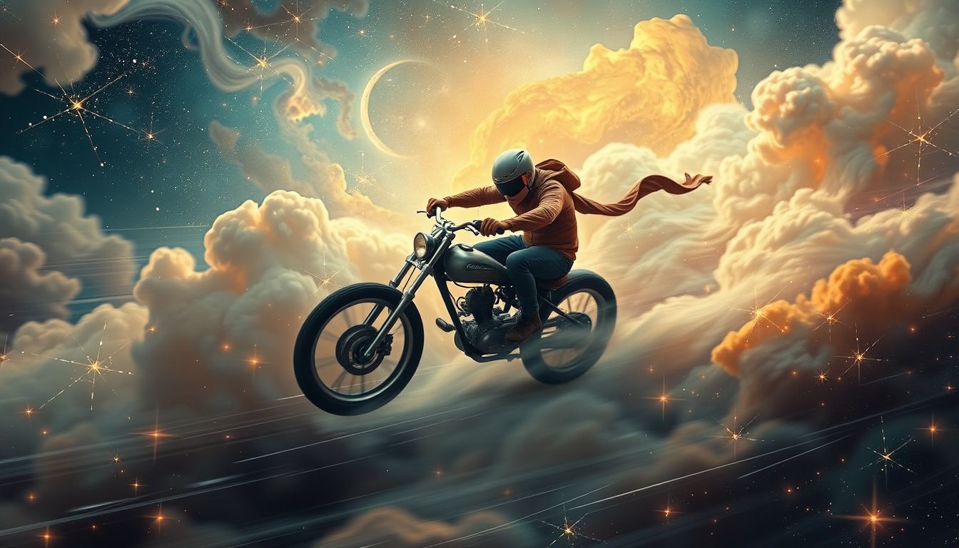 Ein schneller Biker im Traum symbolisiert Freiheit und Abenteuerlust.