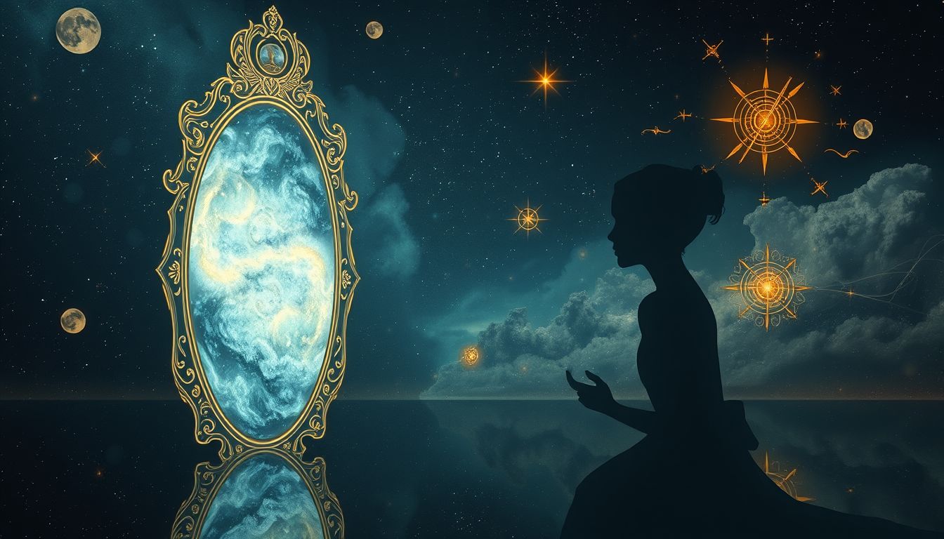 Der Dandy-Spiegel symbolisiert innere Selbstakzeptanz und Selbsterkenntnis.