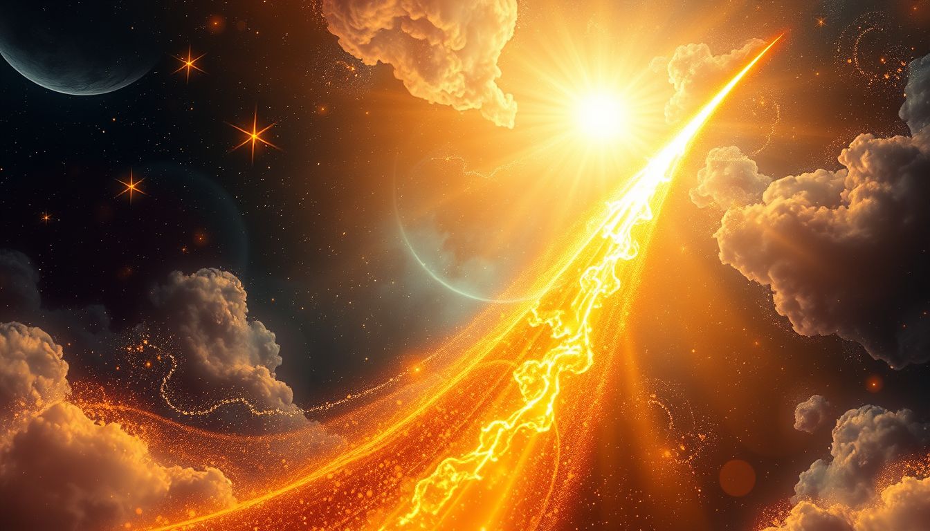 Ein goldener Komet symbolisiert plötzlichen Reichtum und Erfolg.