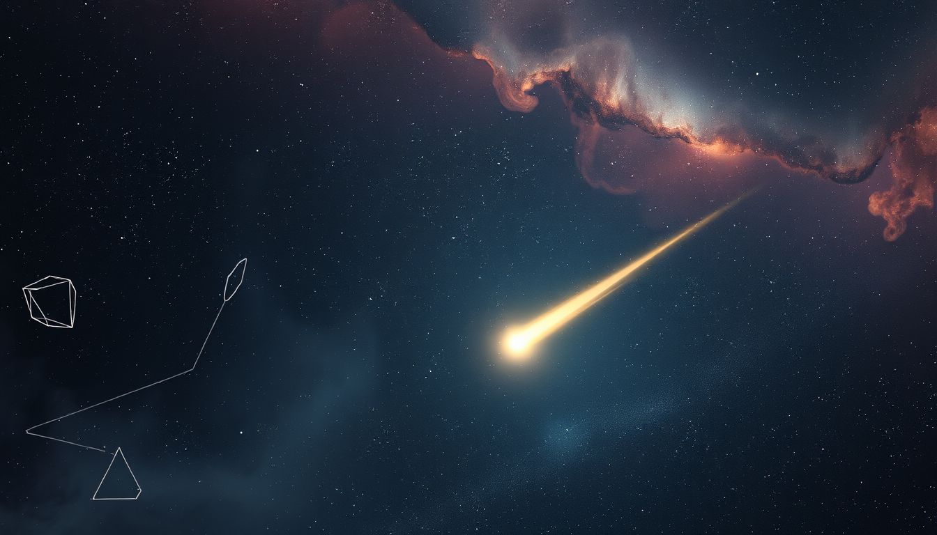 Ein kurzer Kometenschweif symbolisiert unerfüllte Vorhaben und Stillstand.