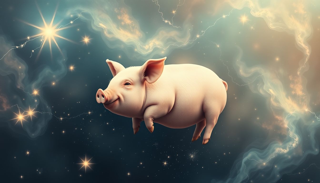 Ein Mastschwein in Freiheit symbolisiert unbewusste Sehnsüchte nach Glück.