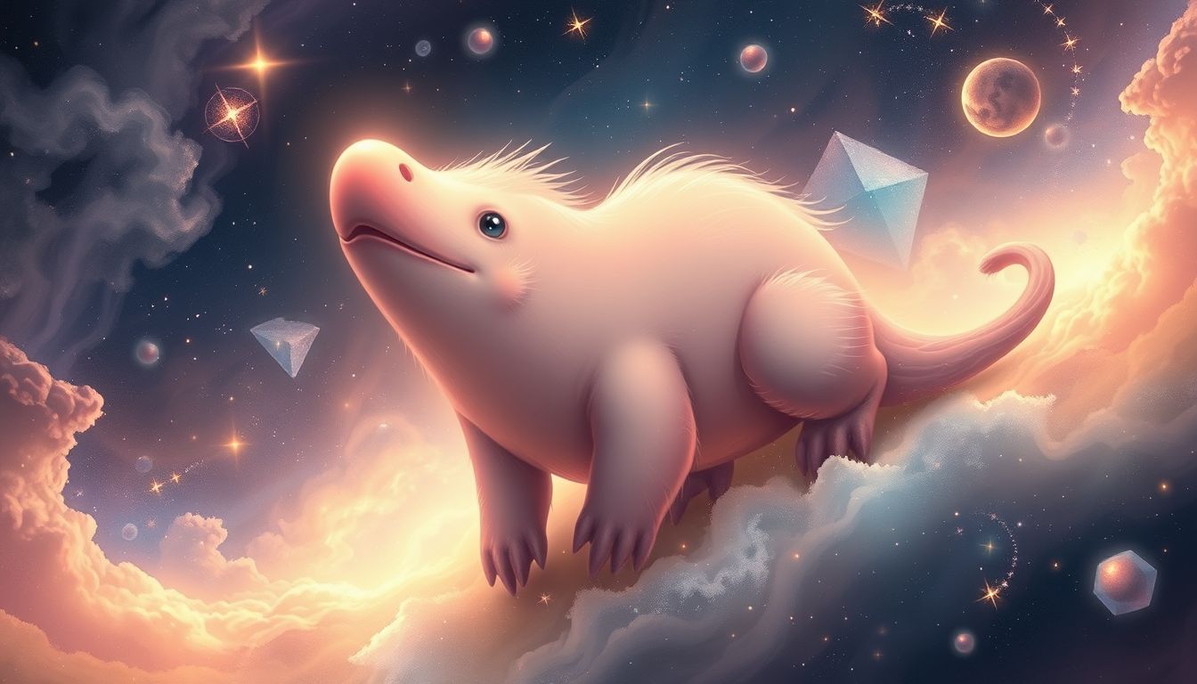 Ein lächelndes Schnabeltier symbolisiert Freude und ungewöhnliche Harmonie.