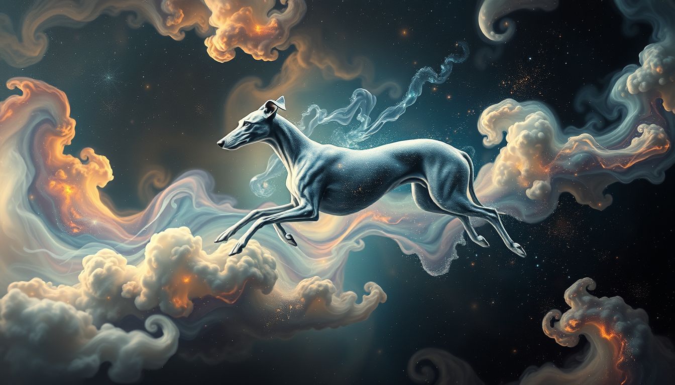 Ein Windhund symbolisiert Anpassung in fremder, ungewohnter Umgebung.