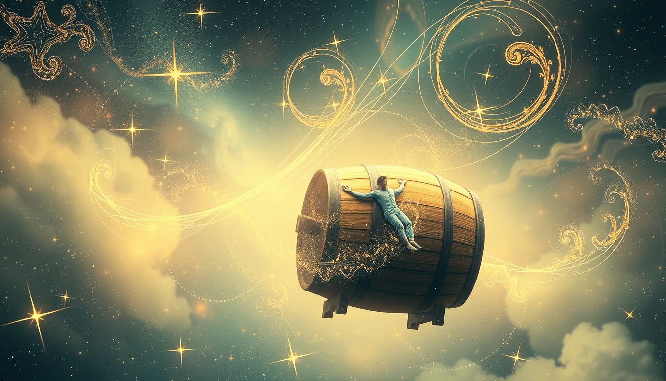 Eine Tonne als Transportmittel symbolisiert schwere Verantwortung und Belastung.