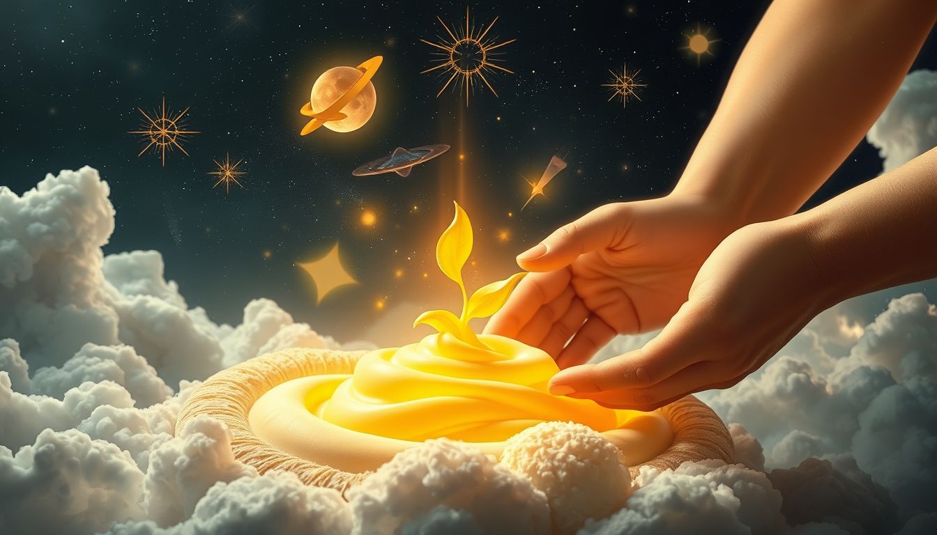 Kneten von Butter symbolisiert Wandlung und kreative Wertschöpfung im Traum.