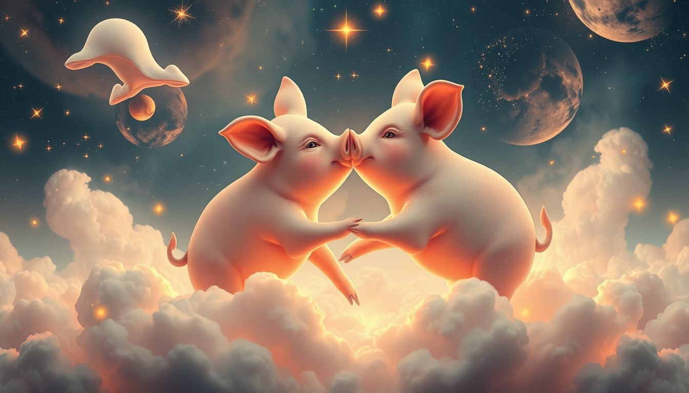 Mastschweine beim Paaren symbolisieren oft Fruchtbarkeit und Erfolg.