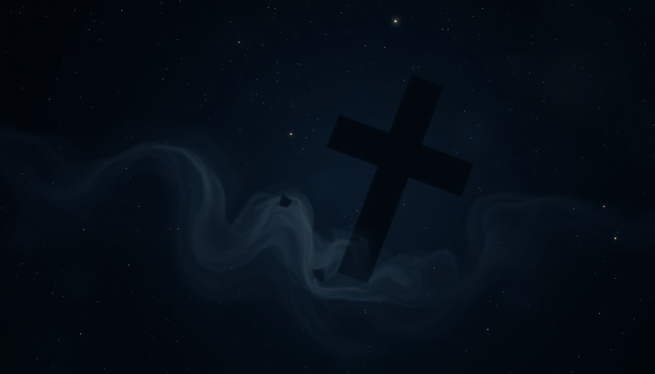 Der Schattenriss eines Kreuzes symbolisiert spirituelle Führung und Schutz.