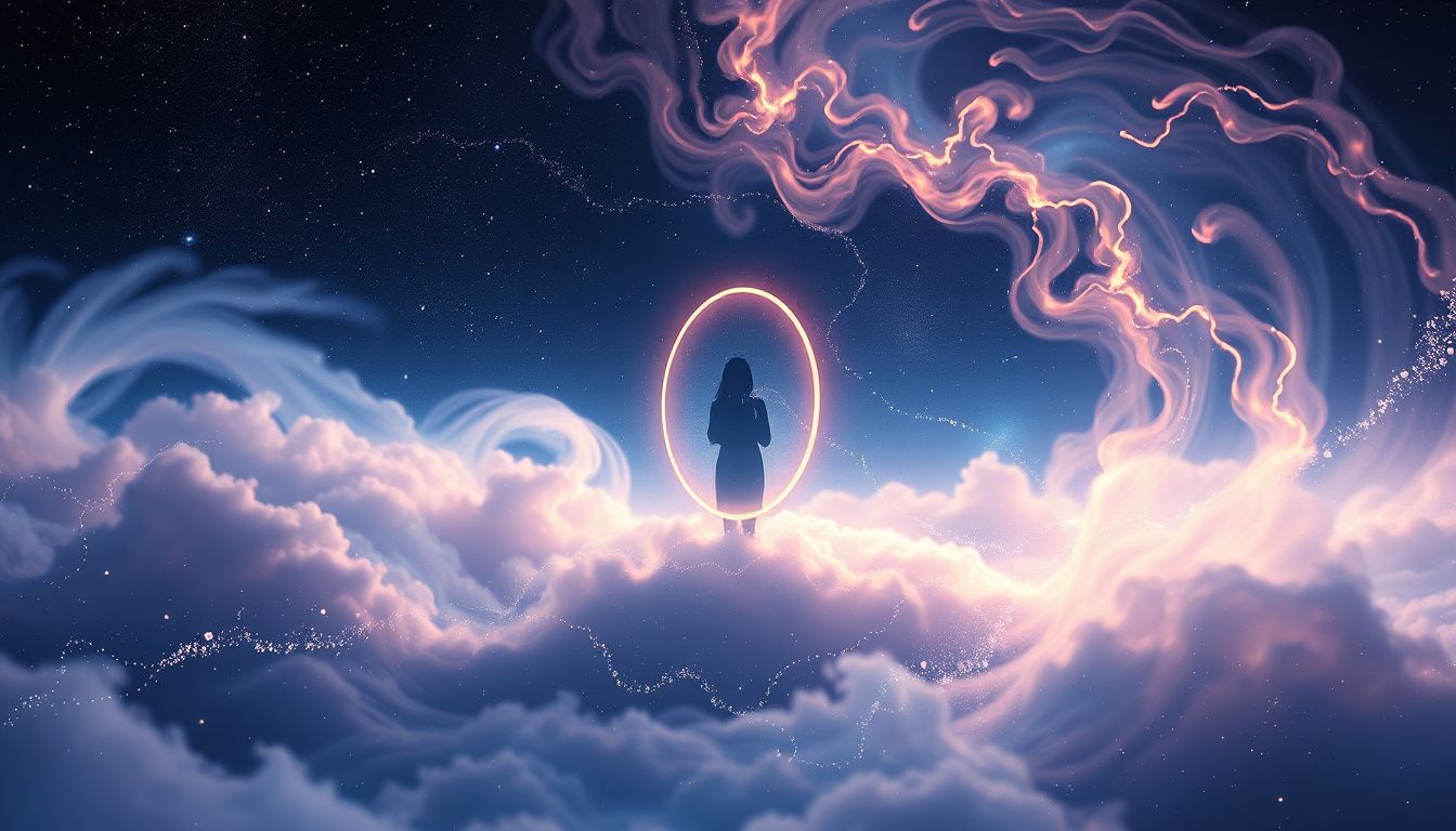 Der Schattenriss eines Spiegels symbolisiert verborgene Selbstwahrnehmung.