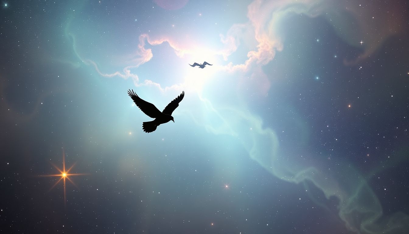 Der Schattenriss eines Vogels symbolisiert oft Freiheit und Sehnsucht.