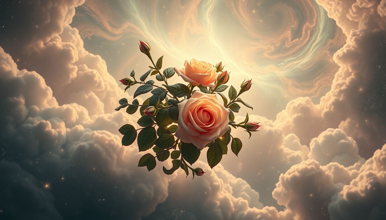 Ein von Dornen umgebener Rosenstrauch symbolisiert versteckte Schönheit und Gefahr.