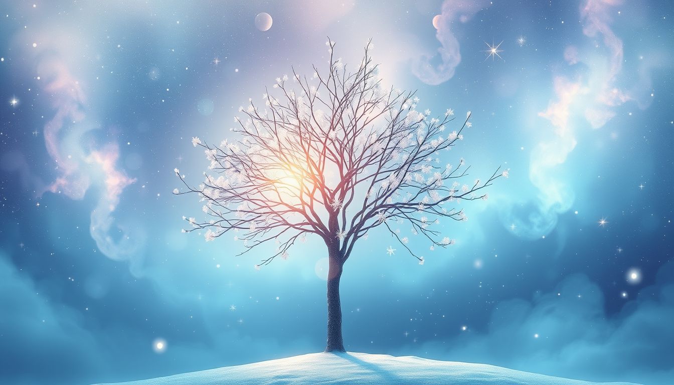 Ein Vogelkirschbaum im Winter symbolisiert Ruhe und innere Einkehr.