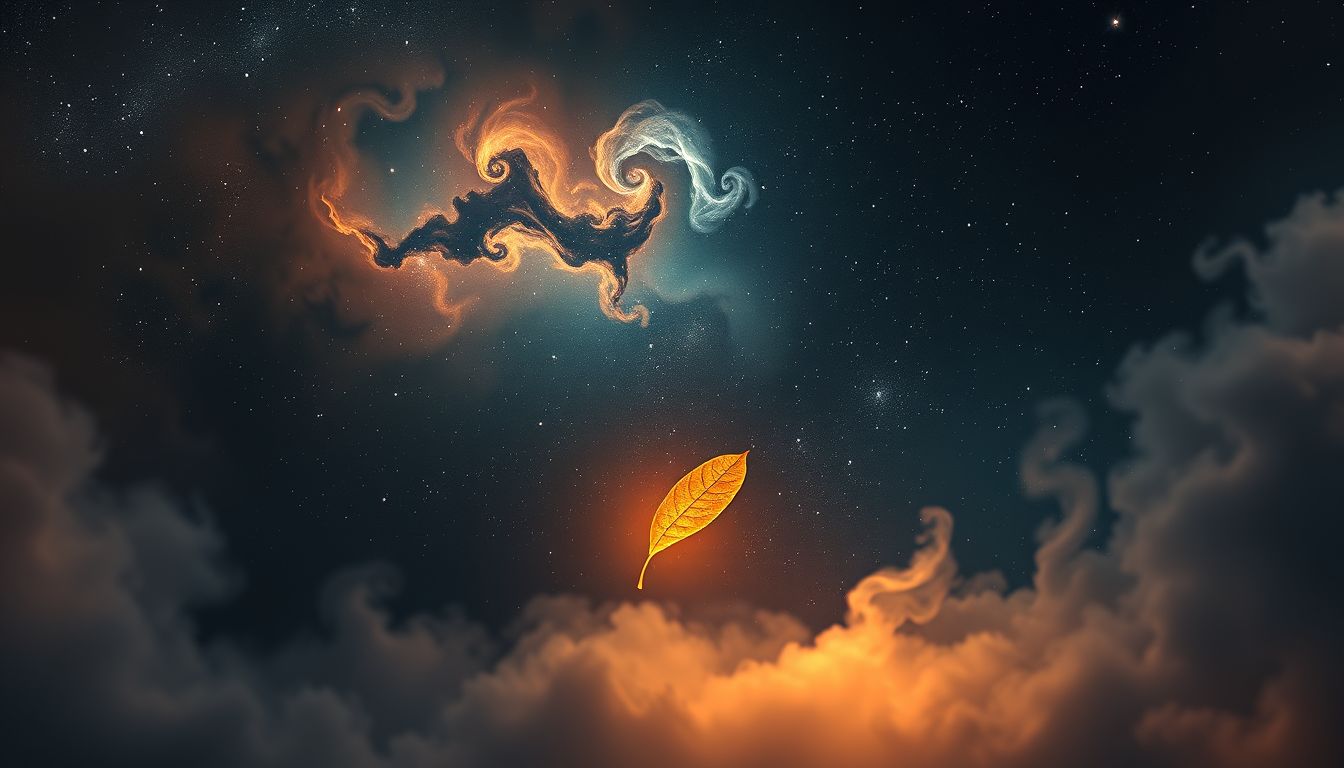 Ein fallendes Blatt symbolisiert im Traum Vergänglichkeit und Loslassen.