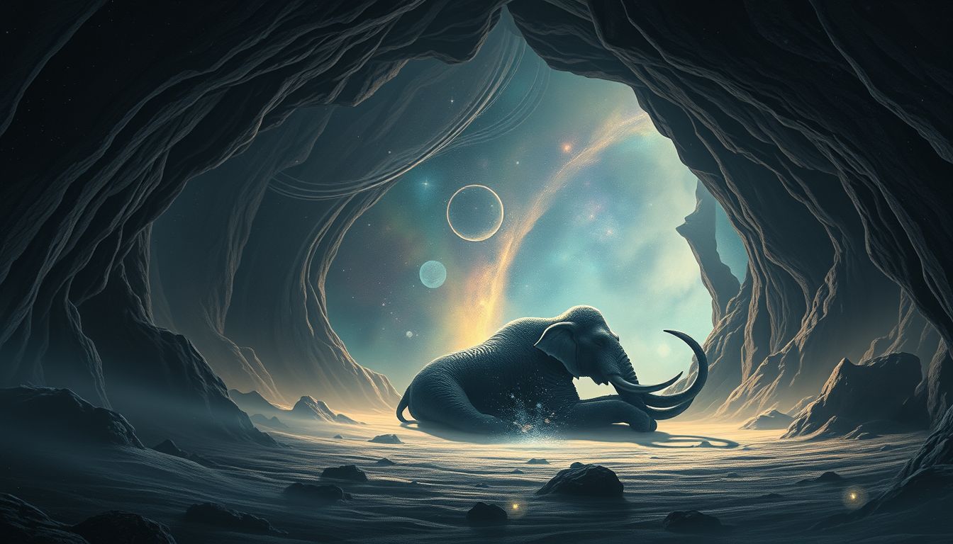 Ein Mammut in der Höhle symbolisiert verborgene, urzeitliche Erinnerungen.