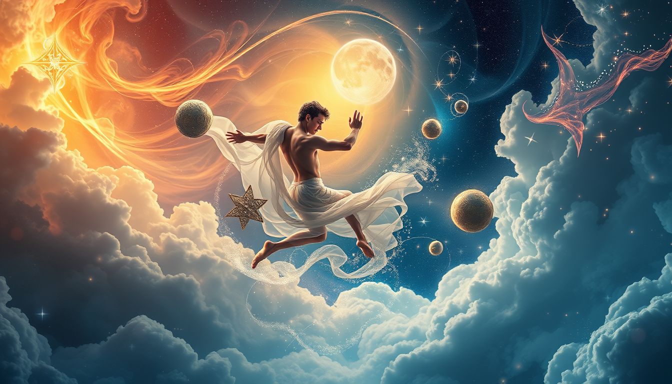 Ein tanzender Herr symbolisiert Lebensfreude und innere Freiheit.