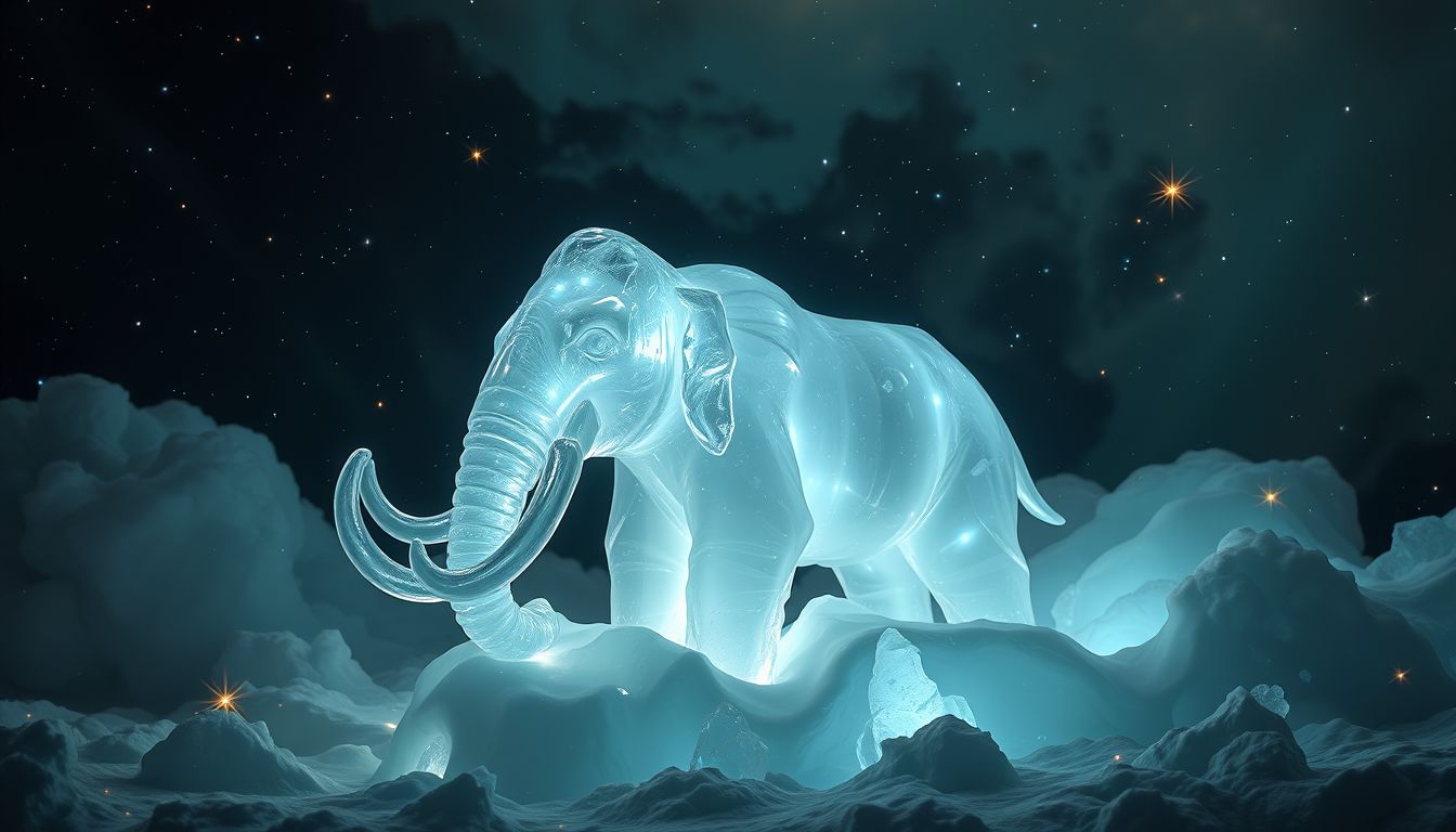Ein Mammut aus Eis symbolisiert eingefrorene Erinnerungen und Gefühle.