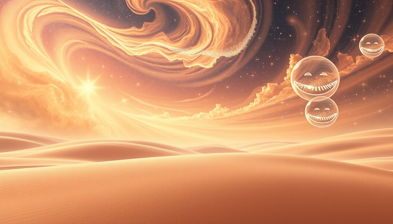 Der lachende Wüstenhimmel symbolisiert unerwartete Freude und Freiheit.