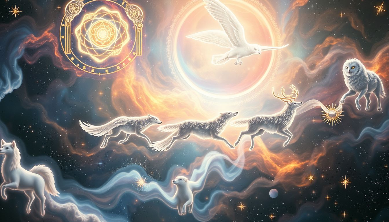 Eine tierische Patrouille symbolisiert Instinktschutz und Gemeinschaft im Traum.