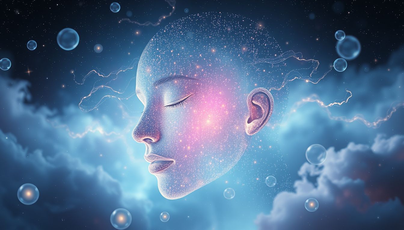 Ein getupftes Gesicht im Traum symbolisiert inneren Konflikt und Vielfalt.