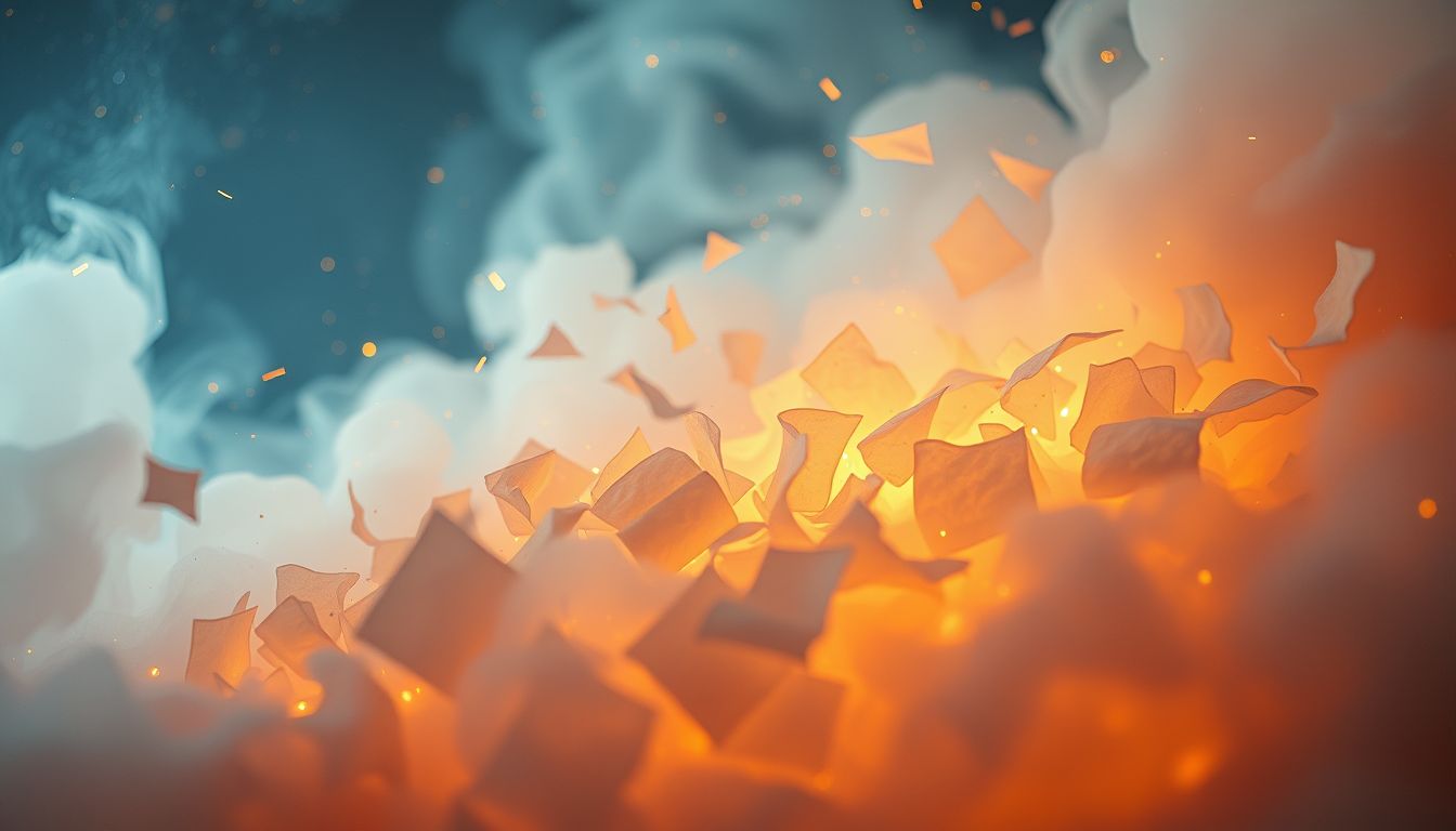 Das Verbrennen von Papier symbolisiert oft Vergessen und Neubeginn.