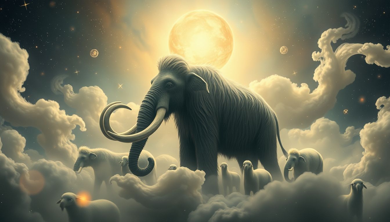 Ein Mammut in der Herde symbolisiert Stärke in Gemeinschaft.