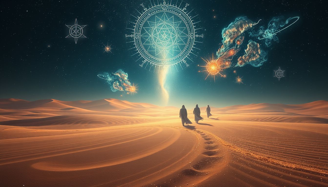 Pilger in der Wüste symbolisieren spirituelle Suche und innere Reinigung.
