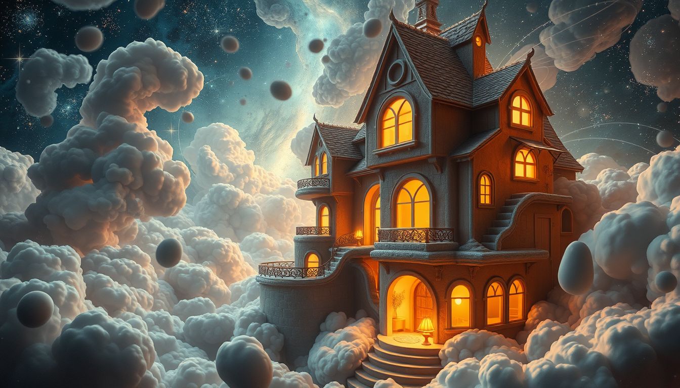 Ein Traumhaus verwandelt sich symbolisch in das eigene Zuhause.