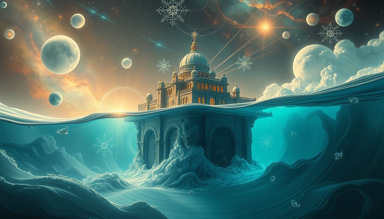 Ein unter Wasser stehendes Zollgebäude symbolisiert emotionale Grenzüberschreitungen.
