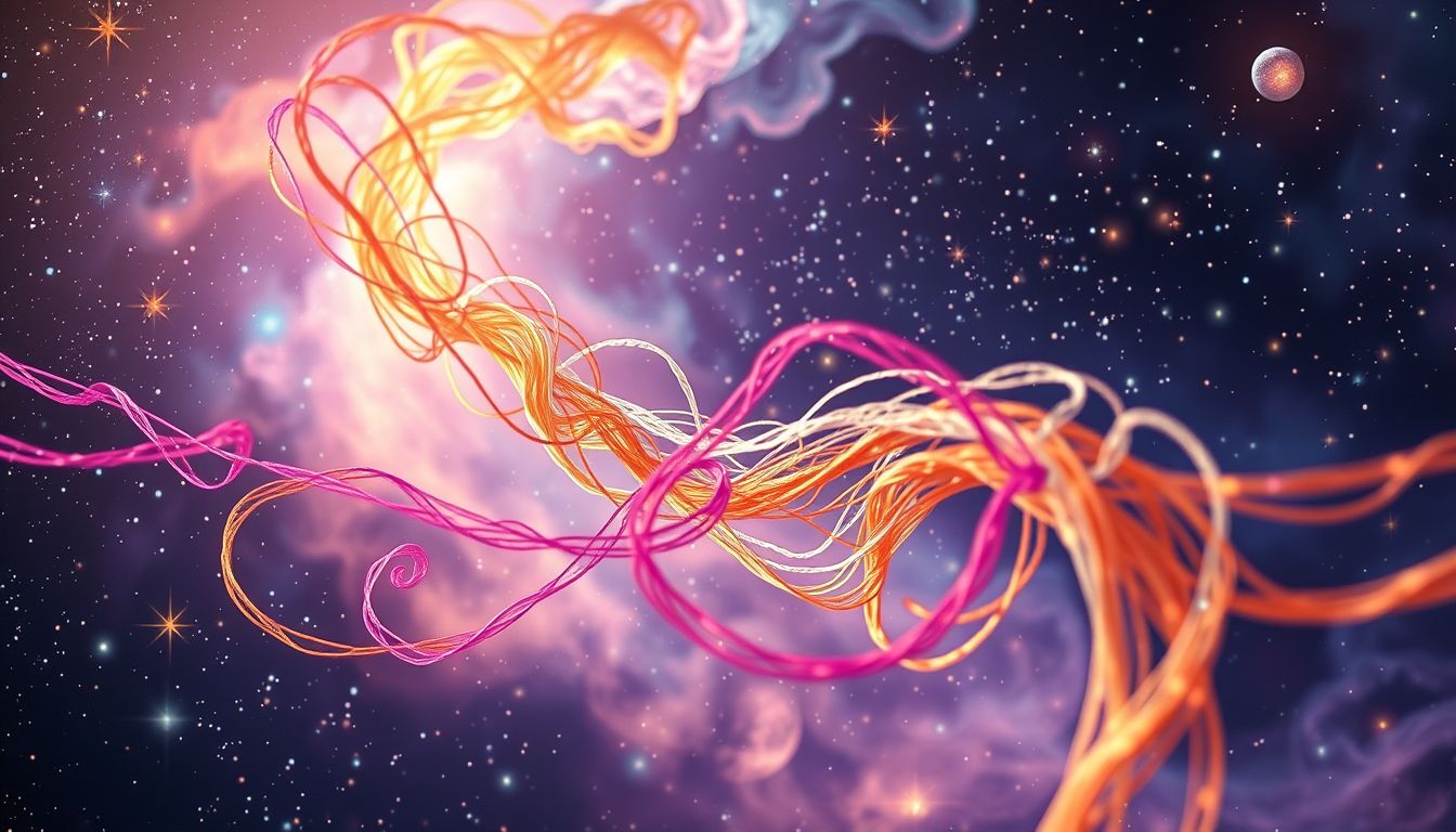 Bunte Fäden im Traum symbolisieren kreative Vielfalt und Lebenskraft.