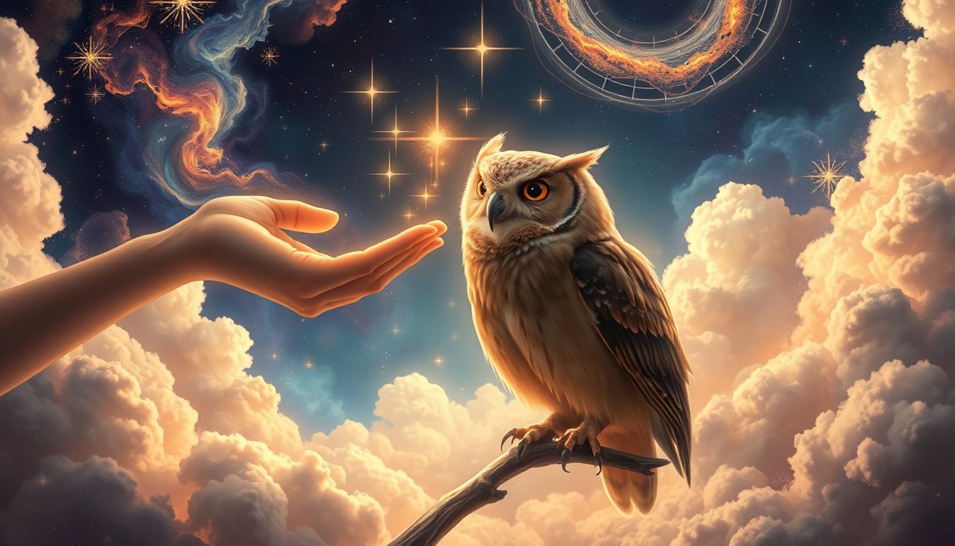 Das Füttern einer braunen Eule symbolisiert Weisheit und Fürsorge.