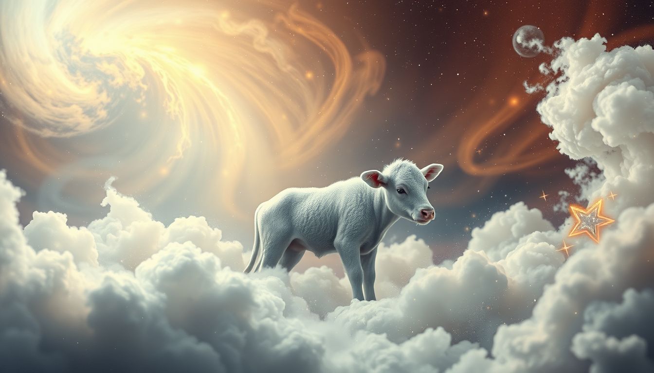 Ein geborenes Kalb symbolisiert Neubeginn und frische Lebensenergie.