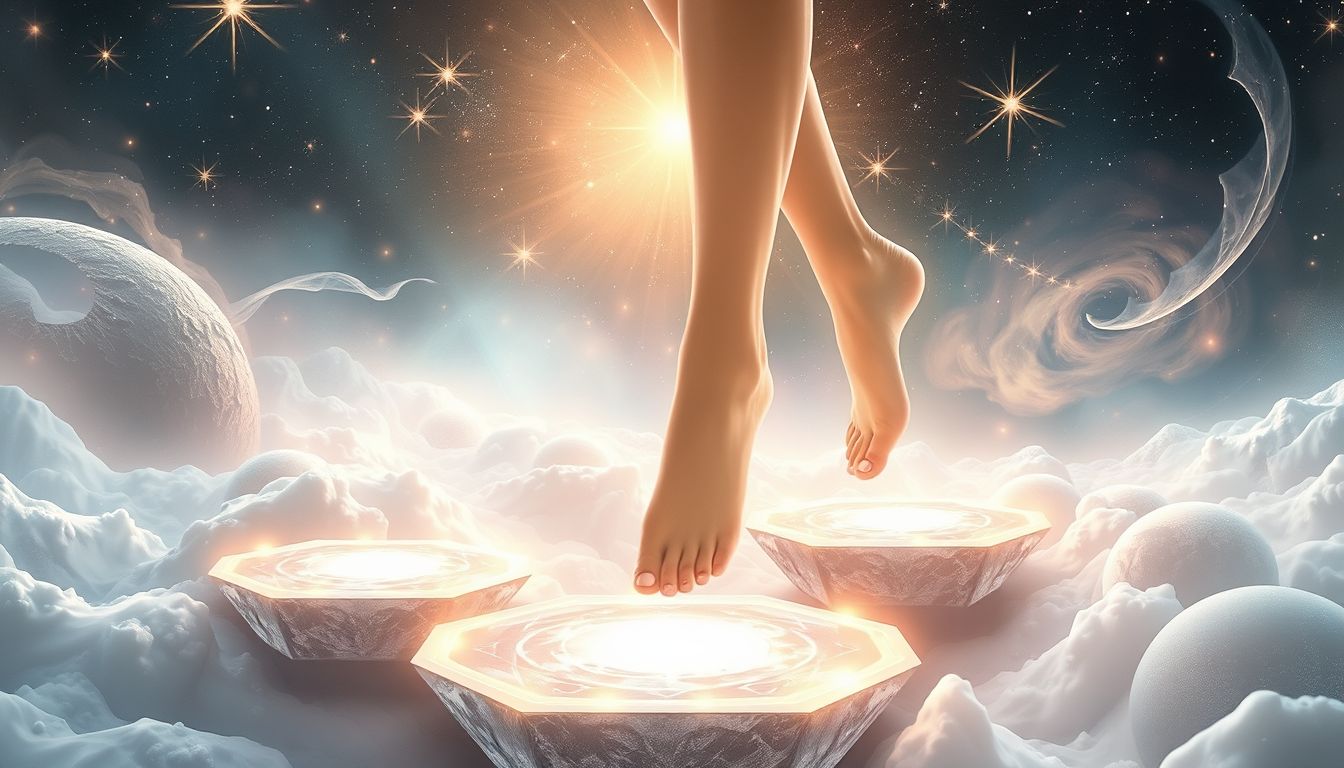 Treten symbolisiert im Traum oft innere Balance und Stabilität.