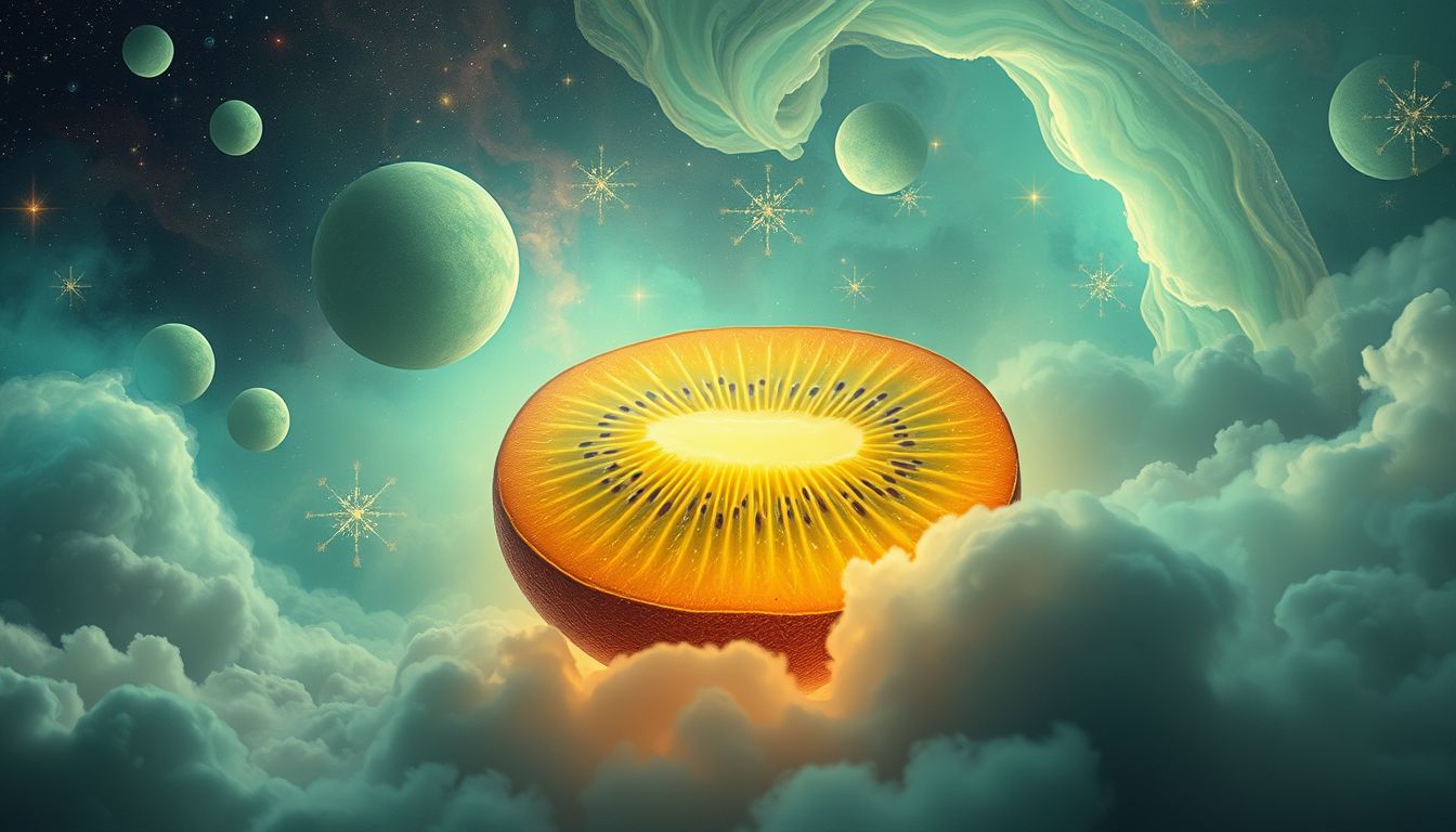 Eine riesige Kiwi symbolisiert Überforderung und unrealistische Zukunftsängste.