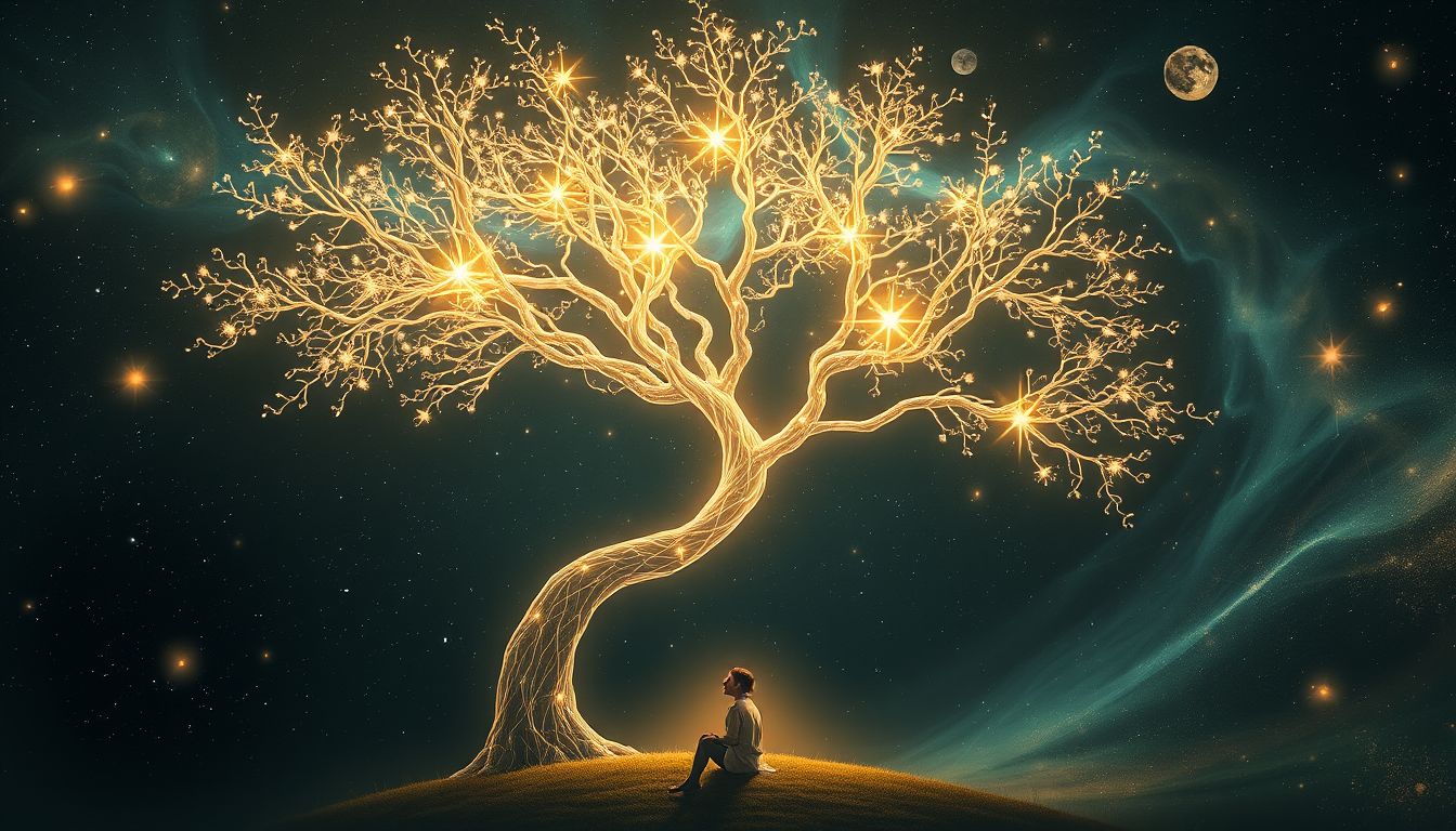 Unter einem Baum sitzen symbolisiert innere Ruhe und Geborgenheit.