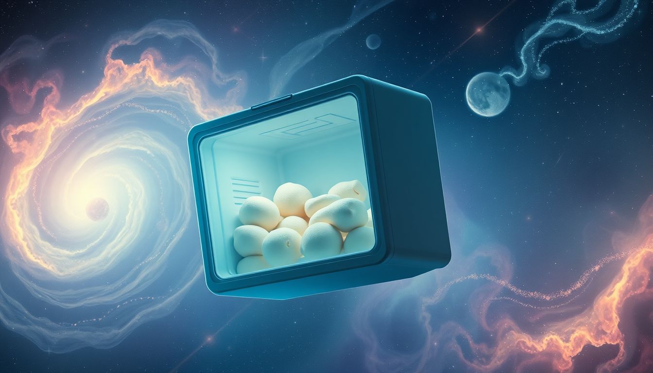 Ein Gefrierfach voll Babynahrung symbolisiert Fürsorge und Schutzinstinkte.