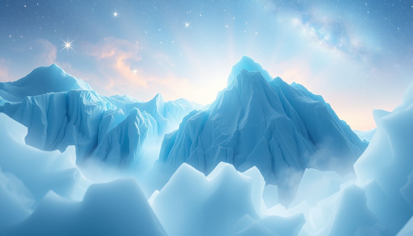 Ein blauer Gletscher symbolisiert spirituelle Reinheit und innere Klarheit.