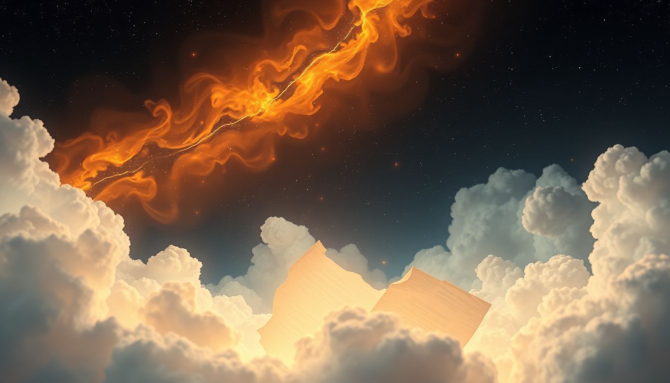 Brennendes Blatt symbolisiert Transformation, Reinigung und innere Gefahr.