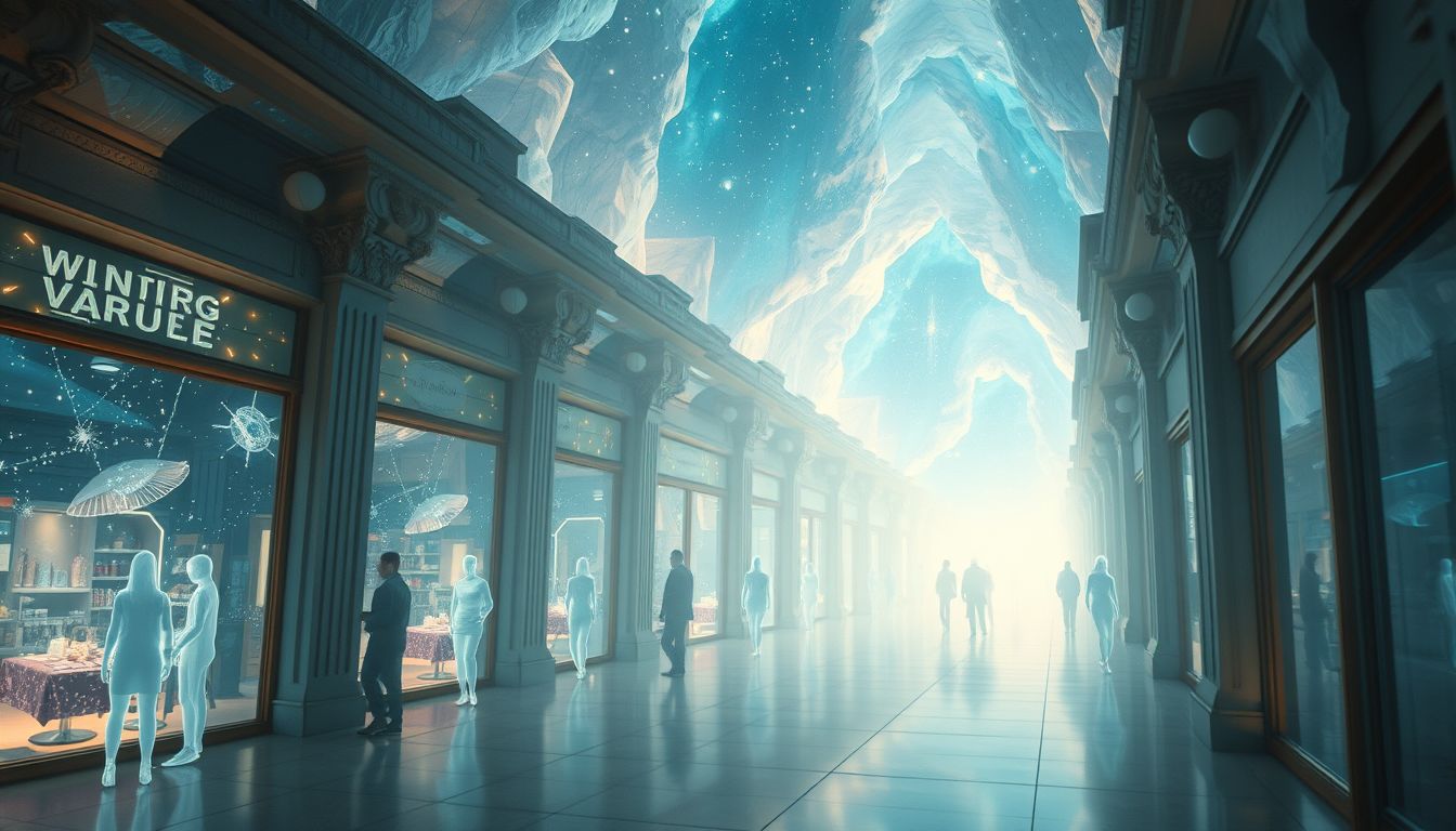 Eine belebte Arkade symbolisiert soziale Vernetzung und Vielfalt.