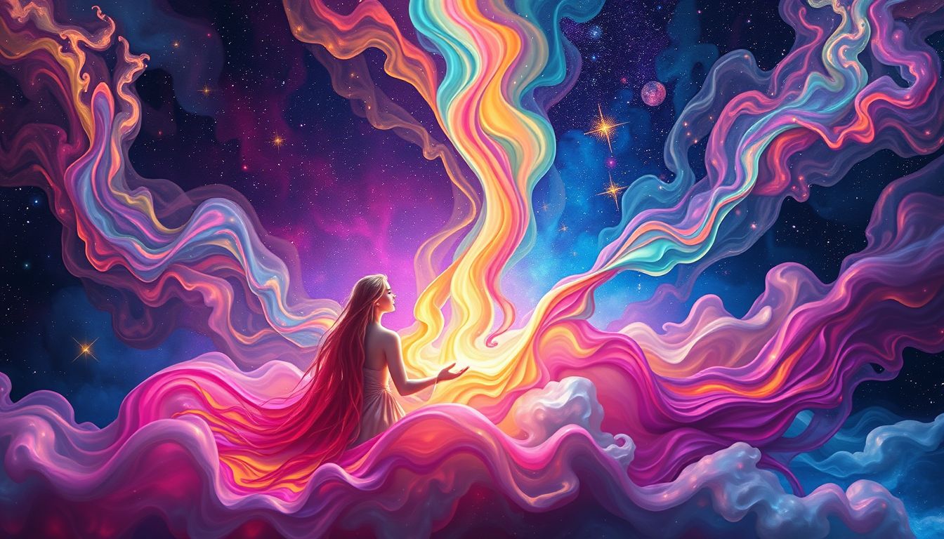 Farben absorbieren symbolisiert emotionale Aufnahme und innere Transformation im Traum.