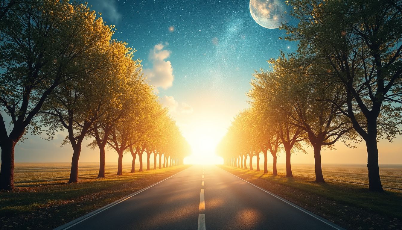 Die Allee im Sonnenlicht symbolisiert Hoffnung und Neuanfang im Traum.