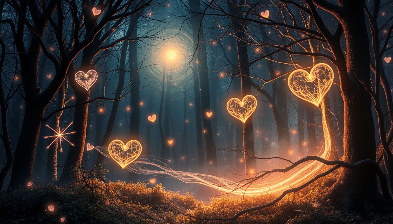 Amor im Wald symbolisiert geheime Sehnsüchte und verborgene Liebe.