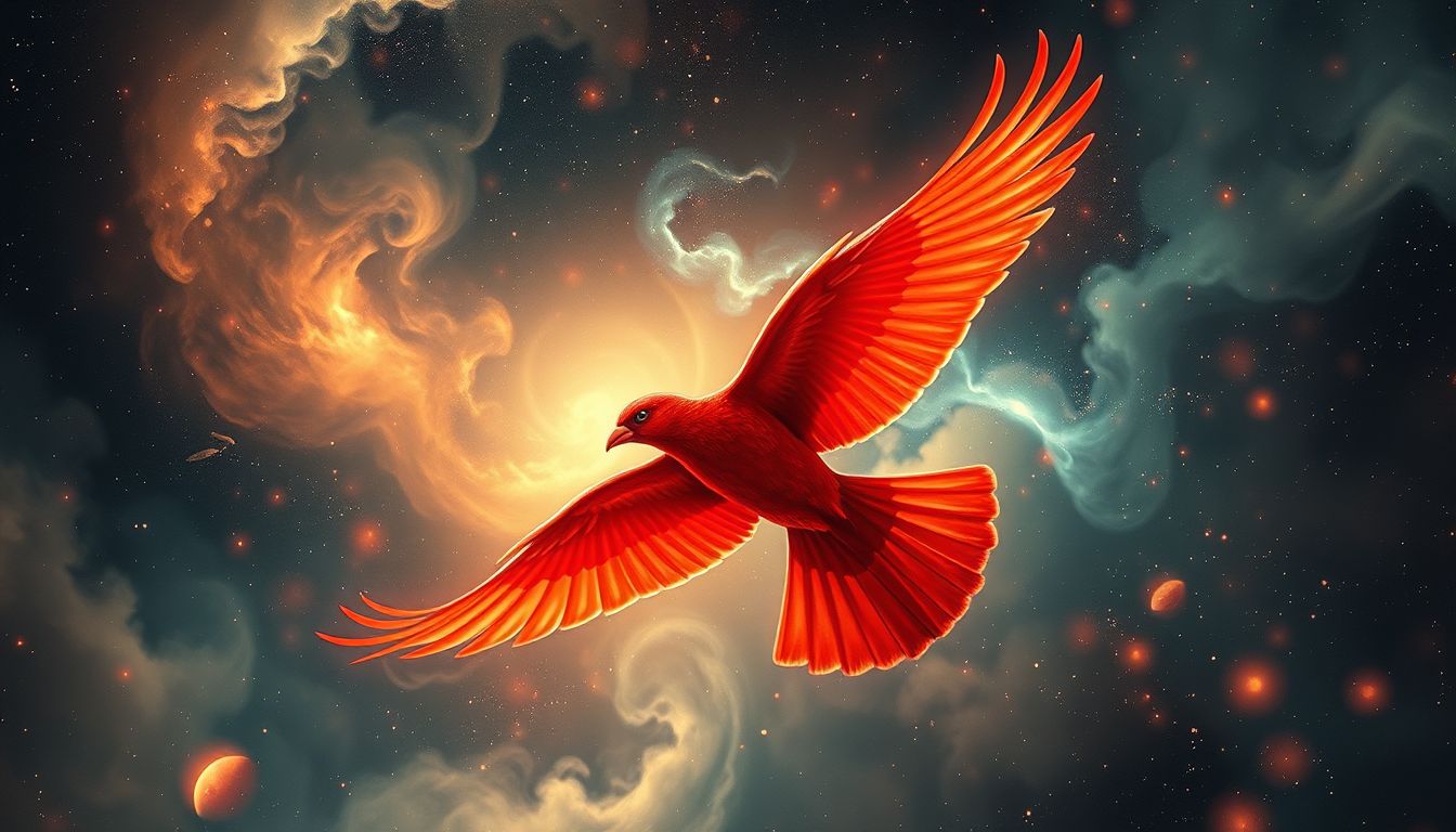 Ein scharlachroter Vogel symbolisiert im Traum kreative Freiheit und Hoffnung.
